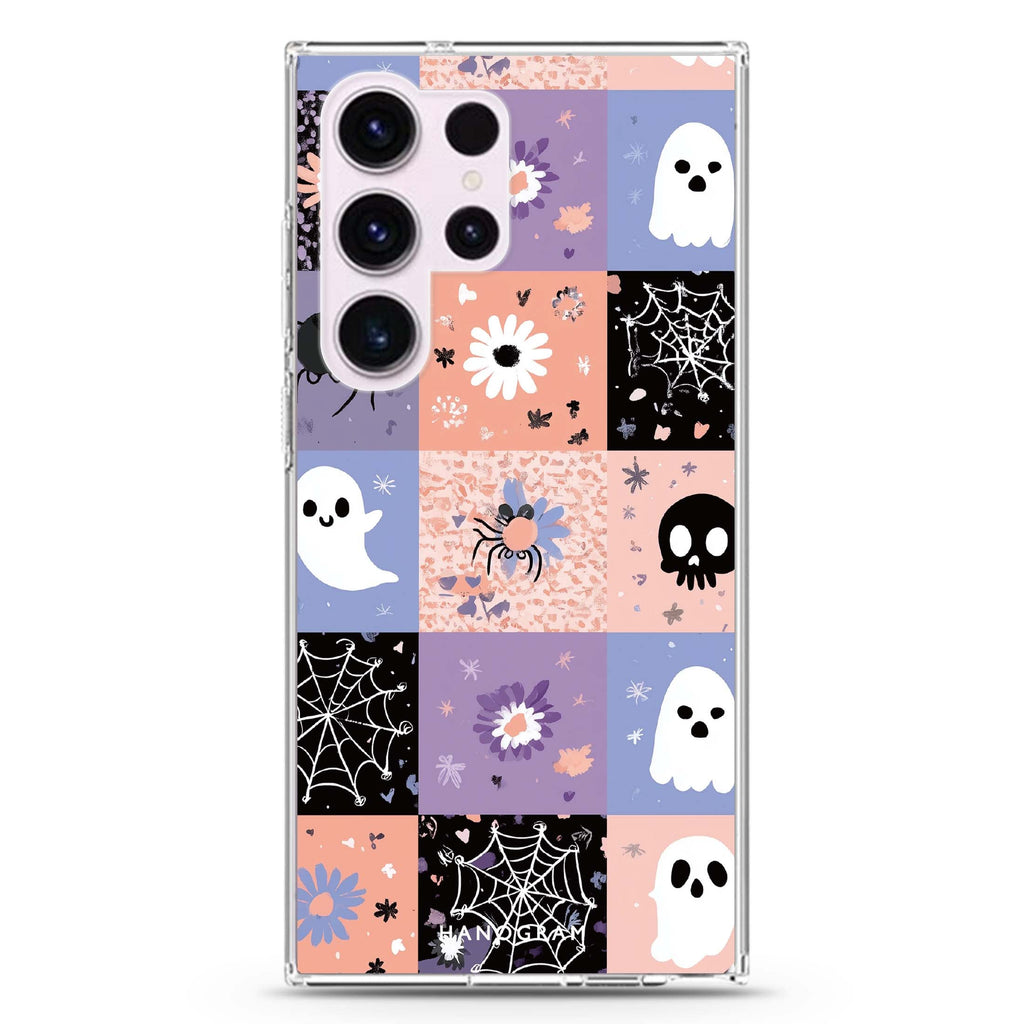 Pastel Patchwork Haunts Samsung Galaxy Ultra 透明保護殼，適用 S26/S25/S24/S23 Ultra，圖1