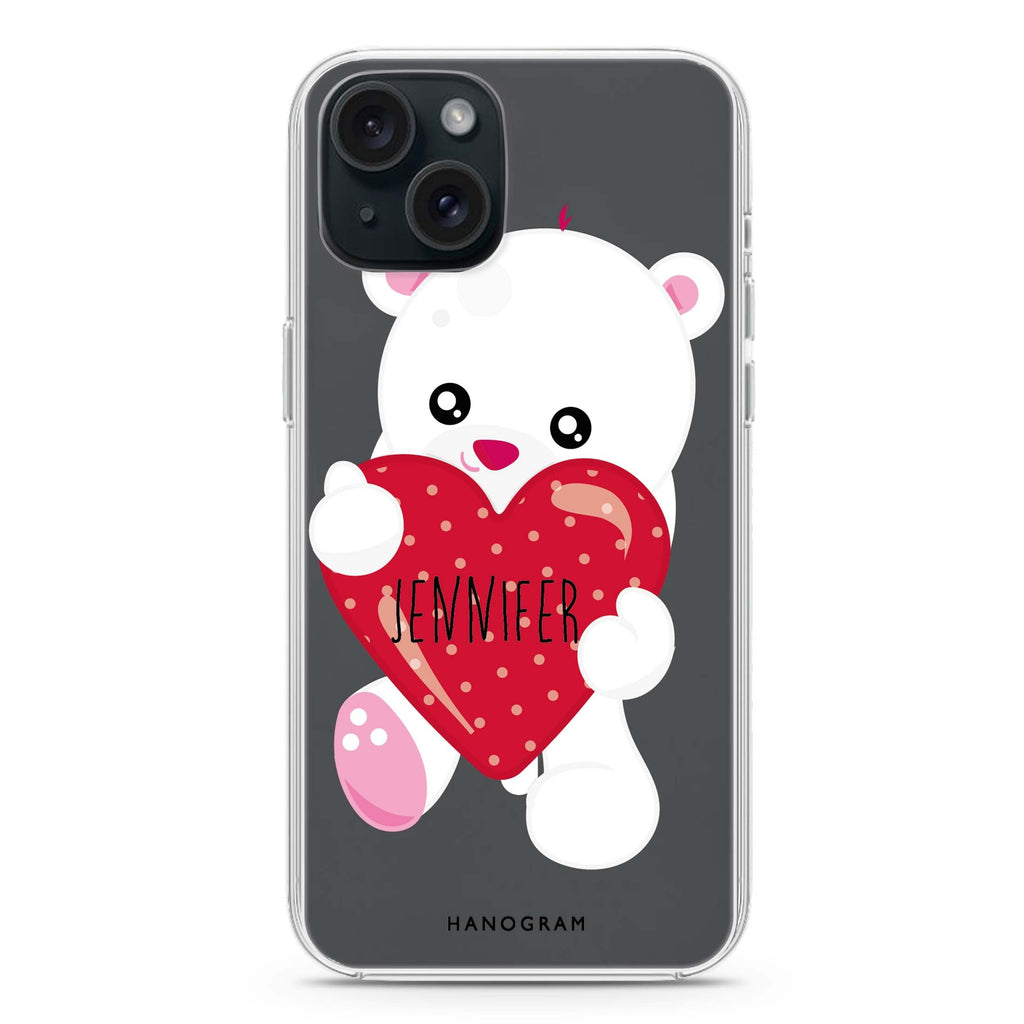Lovely Bear iPhone 15 Plus Magsafe 兼容水晶透明保護殼