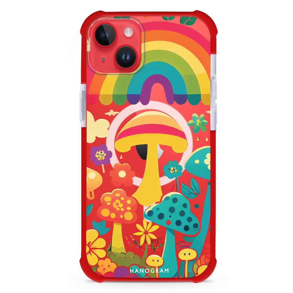 Rainbow Mushroom Garden iPhone 15 Plus Magsafe 兼容超強防摔保護殼