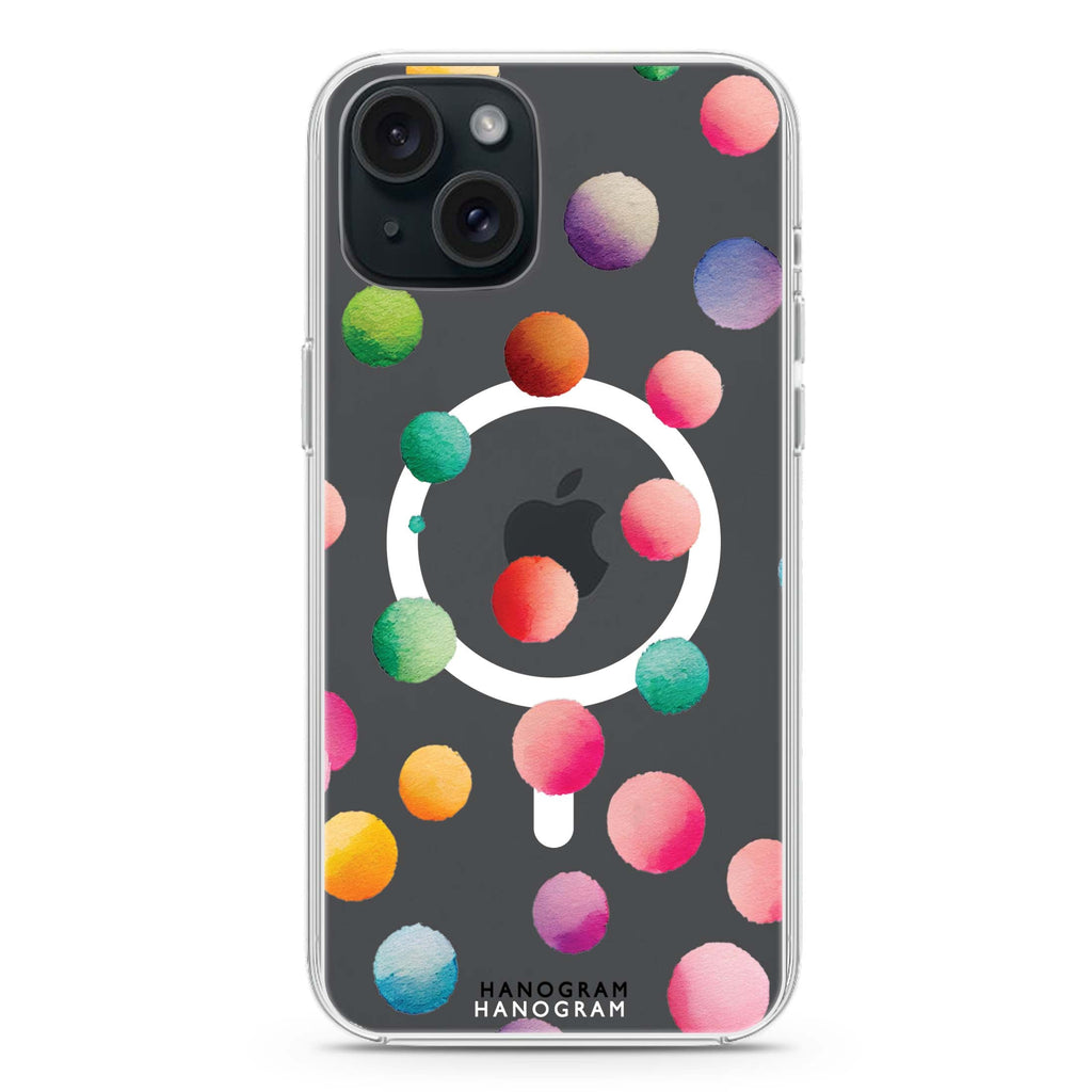 Watercolour Polka Dot iPhone 15 Plus Magsafe 兼容水晶透明保護殼