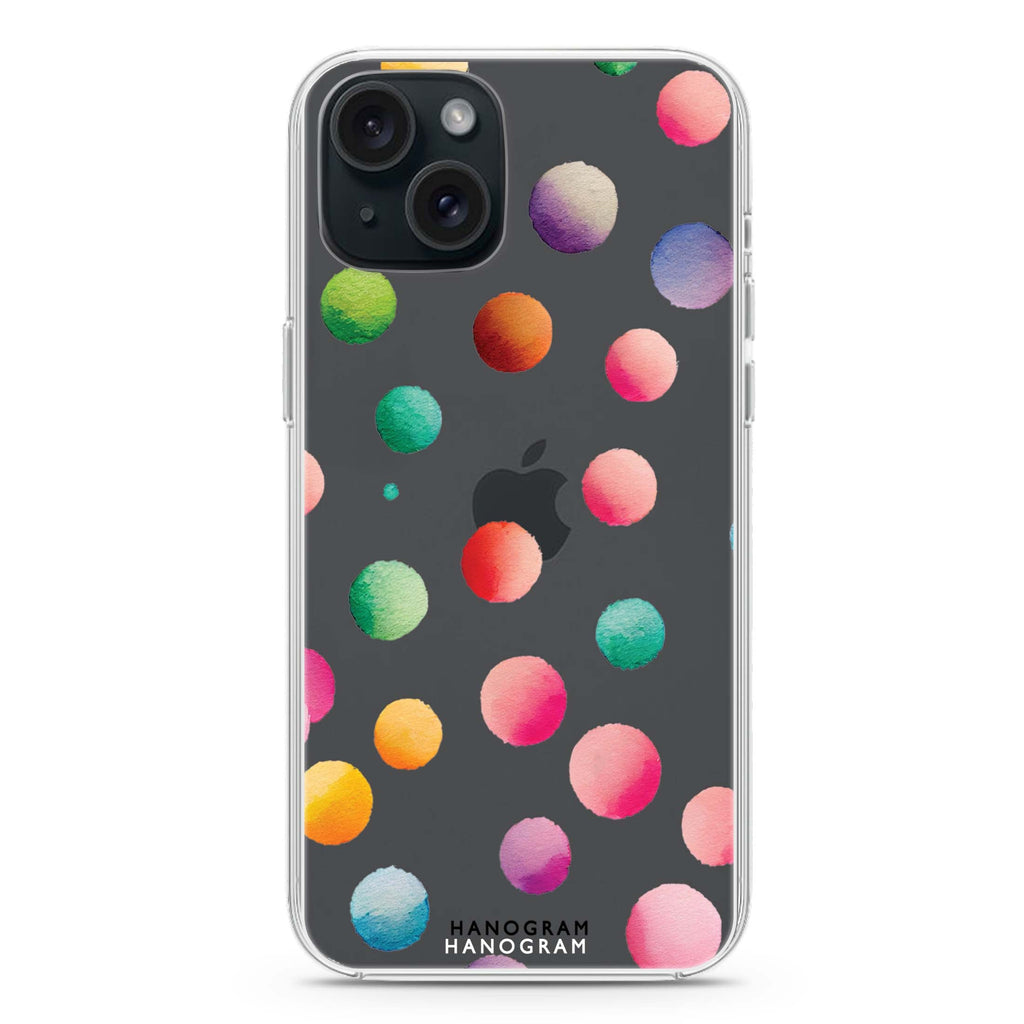 Watercolour Polka Dot iPhone 15 水晶透明保護殼