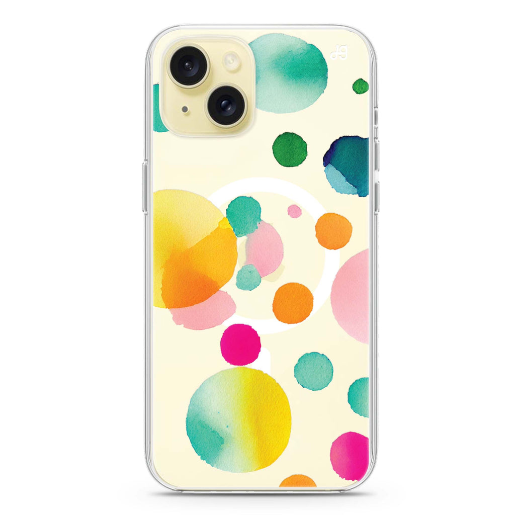 Abstract Polka Dot iPhone 15 Magsafe 兼容水晶透明保護殼