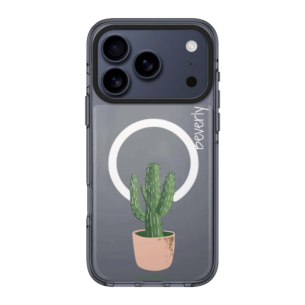Cacti Delight iPhone 17 Pro Max MagSafe 水晶透明保護殼 插畫圖案設計 可自訂名字及字色 圖1