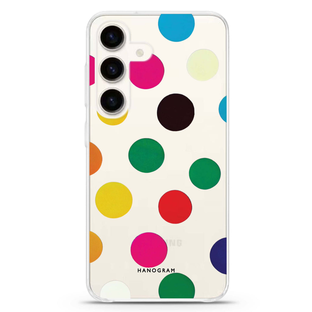 Polka Dot Pattern Samsung Galaxy S26/S25/S24 水晶透明保護殼正面展示