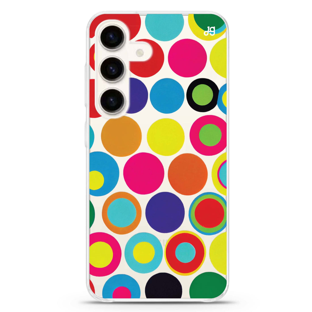 Polka Dot Pattern II Samsung Galaxy S26/S25/S24 水晶透明保護殼正面展示