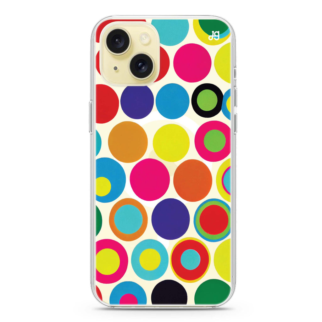 Polka Dot Pattern II iPhone 15 Magsafe 兼容水晶透明保護殼