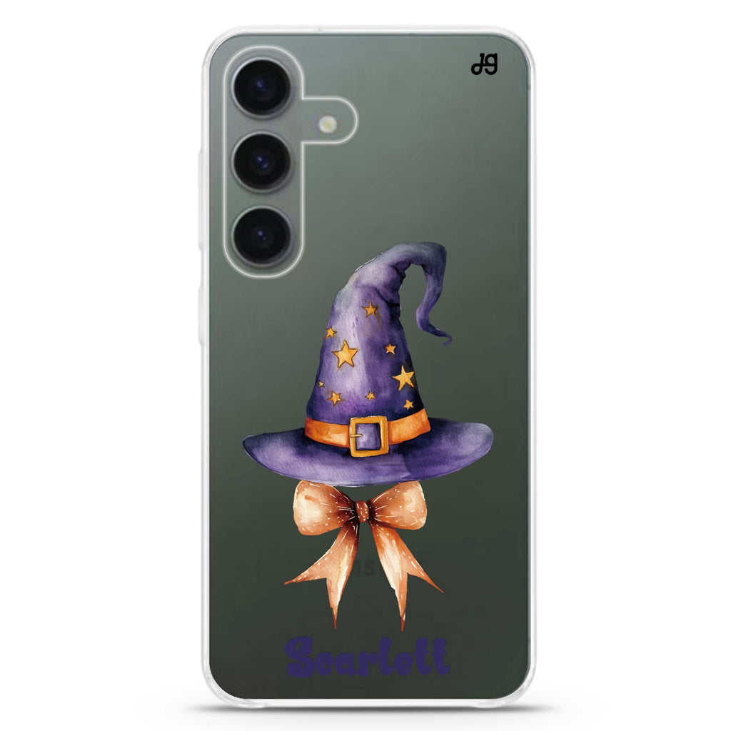 Enchanted Starry Hat Samsung Galaxy S26/S25/S24 可加名字水晶透明保護殼正面展示