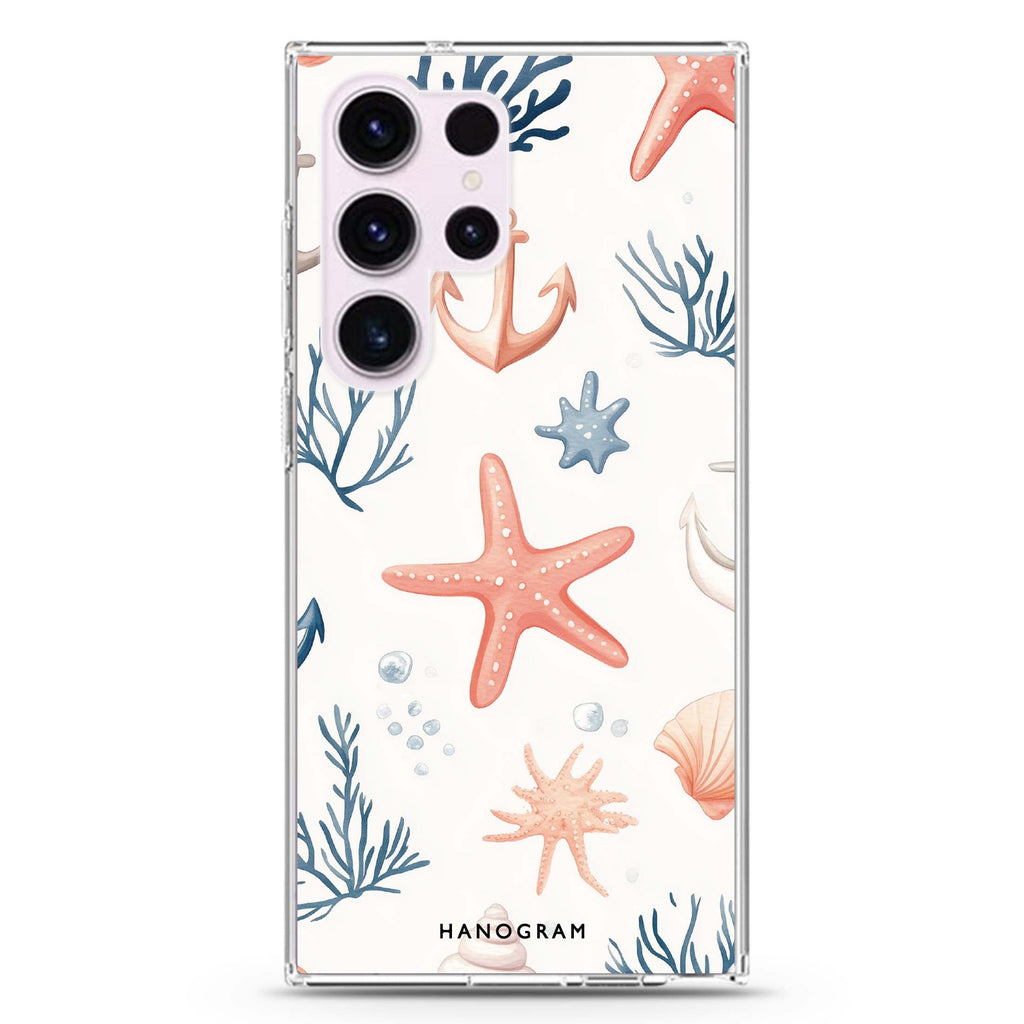 Seaside Sprinkles Samsung Galaxy Ultra 透明保護殼，適用 S26/S25/S24/S23 Ultra，圖1