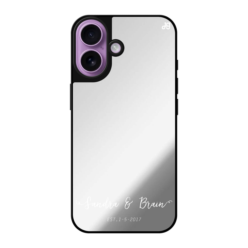 Reflective iPhone 16 Mirror Case –You & Me & Our Date Design