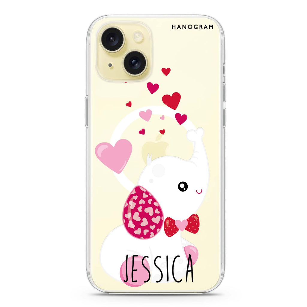 Lovely Elephant iPhone 15 Magsafe 兼容水晶透明保護殼