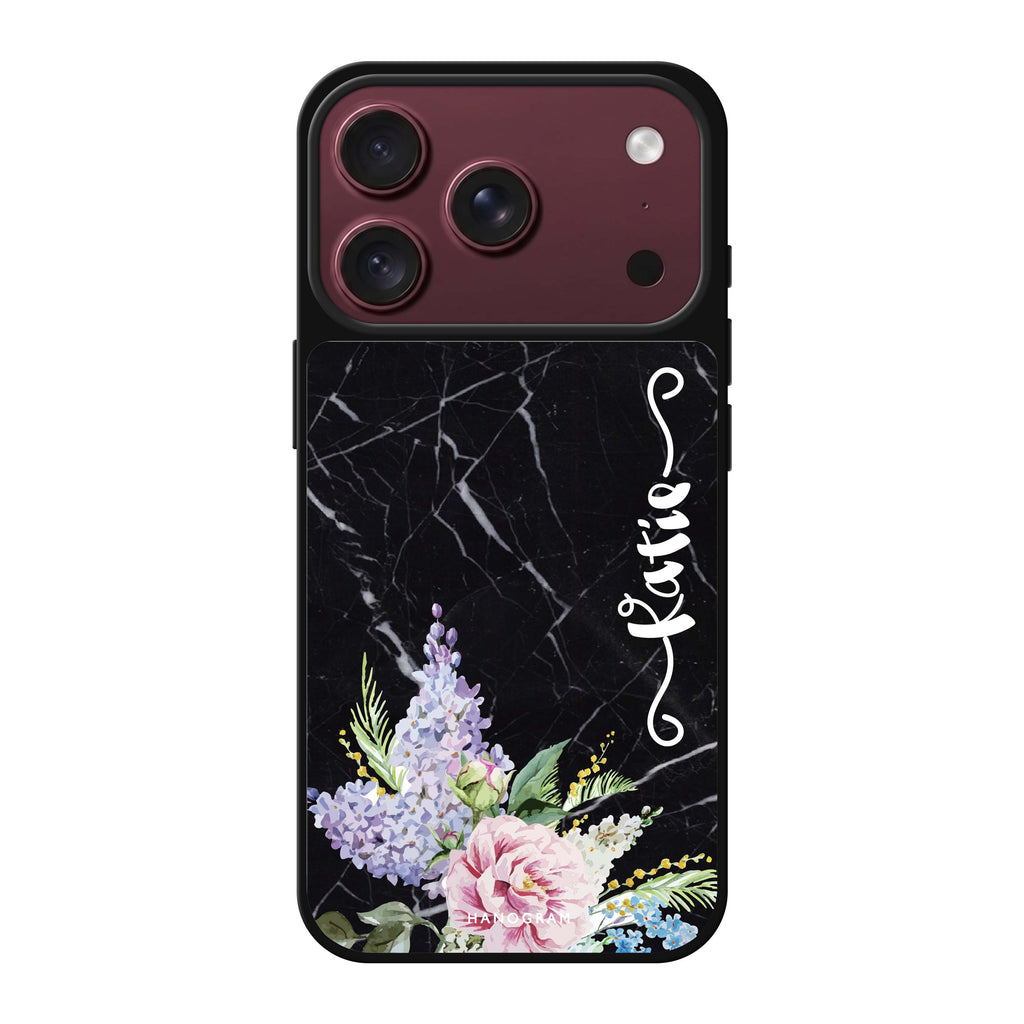 Floral & Black Marble 鏡面手機殼