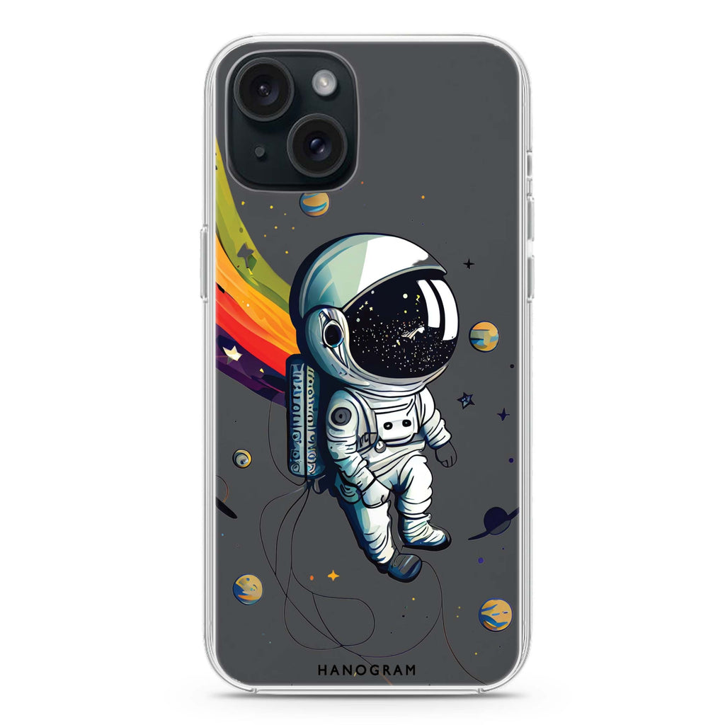 Astronaut in rainbow iPhone 15 水晶透明保護殼