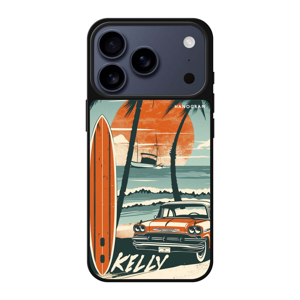 Surf Vibes 圖案 iPhone 17 Pro Max 鏡面手機殼主圖