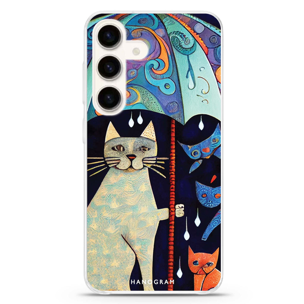 Raining Cat Samsung Galaxy S26/S25/S24 水晶透明保護殼正面展示