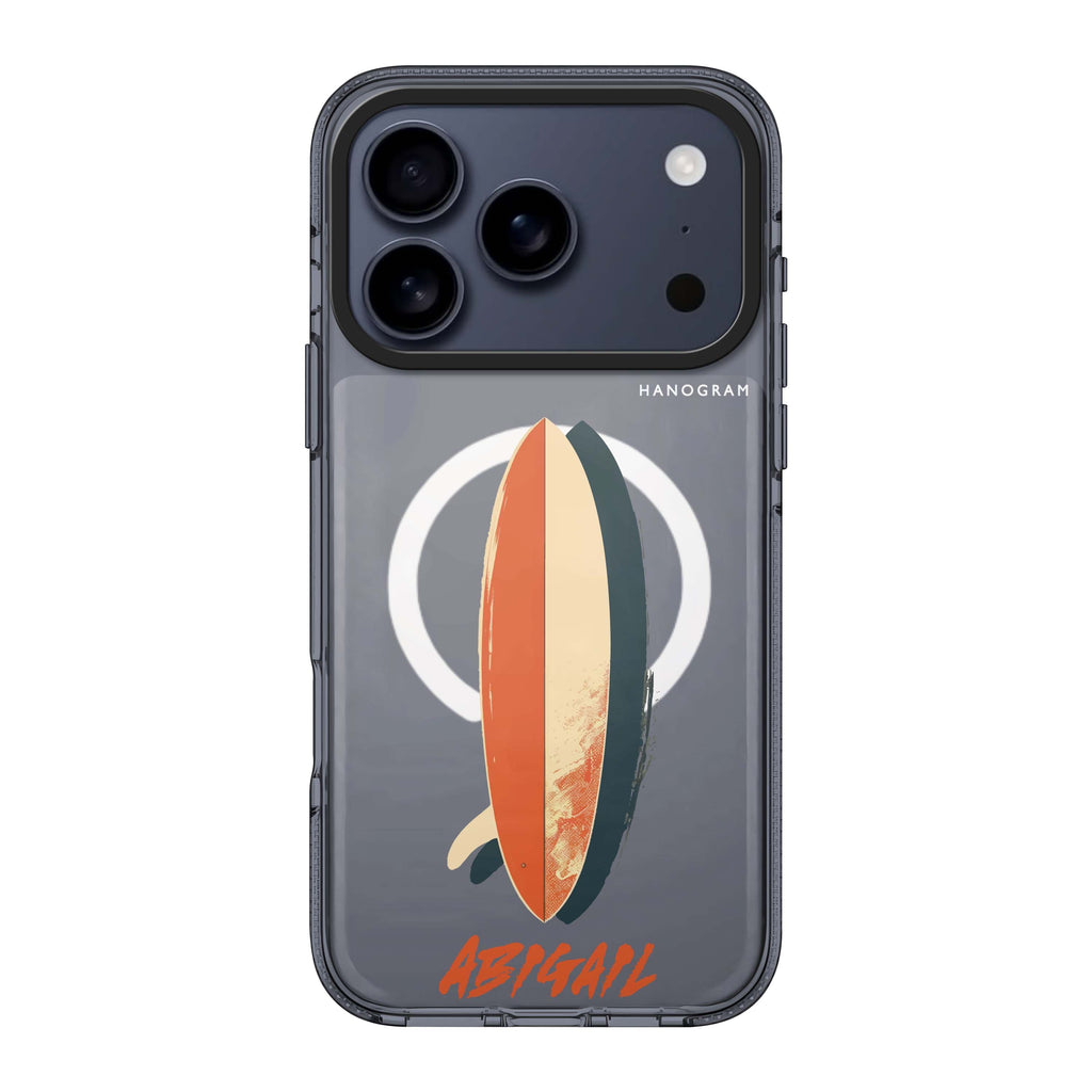 Wave Rider iPhone 17 Pro Max MagSafe 水晶透明保護殼 海浪圖案設計 可自訂名字及字色 圖1
