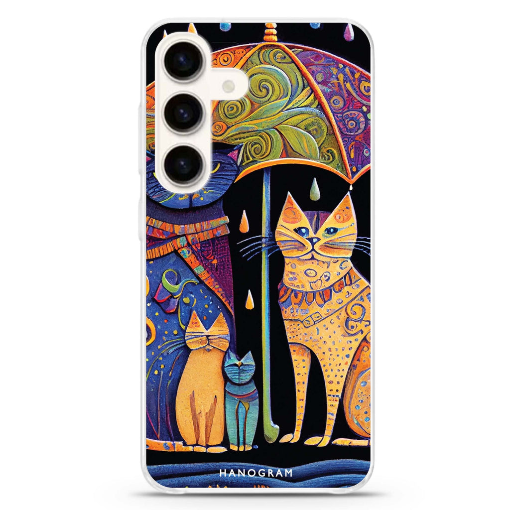 Raining Cat Samsung Galaxy S26/S25/S24 水晶透明保護殼正面展示