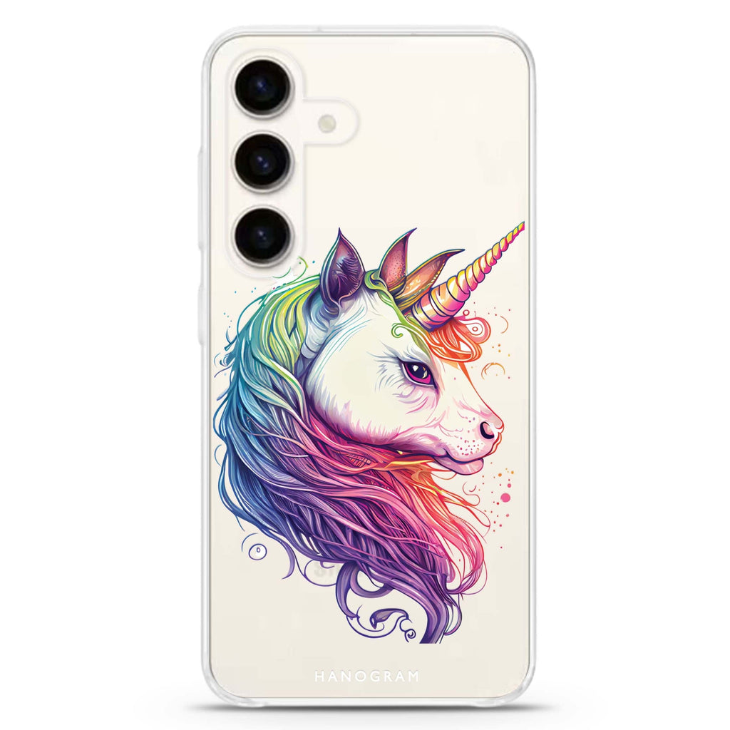 A unicorn Samsung Galaxy S26/S25/S24 水晶透明保護殼正面展示