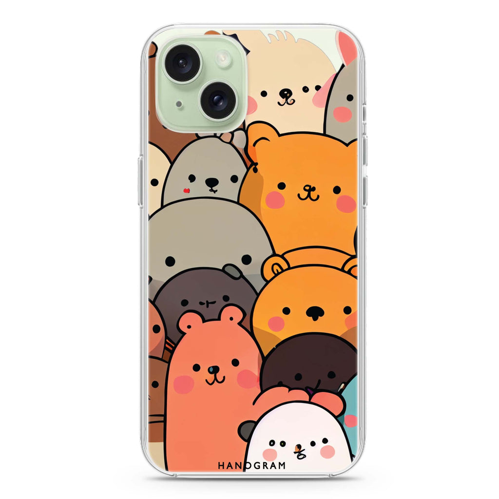 Cute animals iPhone 15 Plus Magsafe 兼容水晶透明保護殼