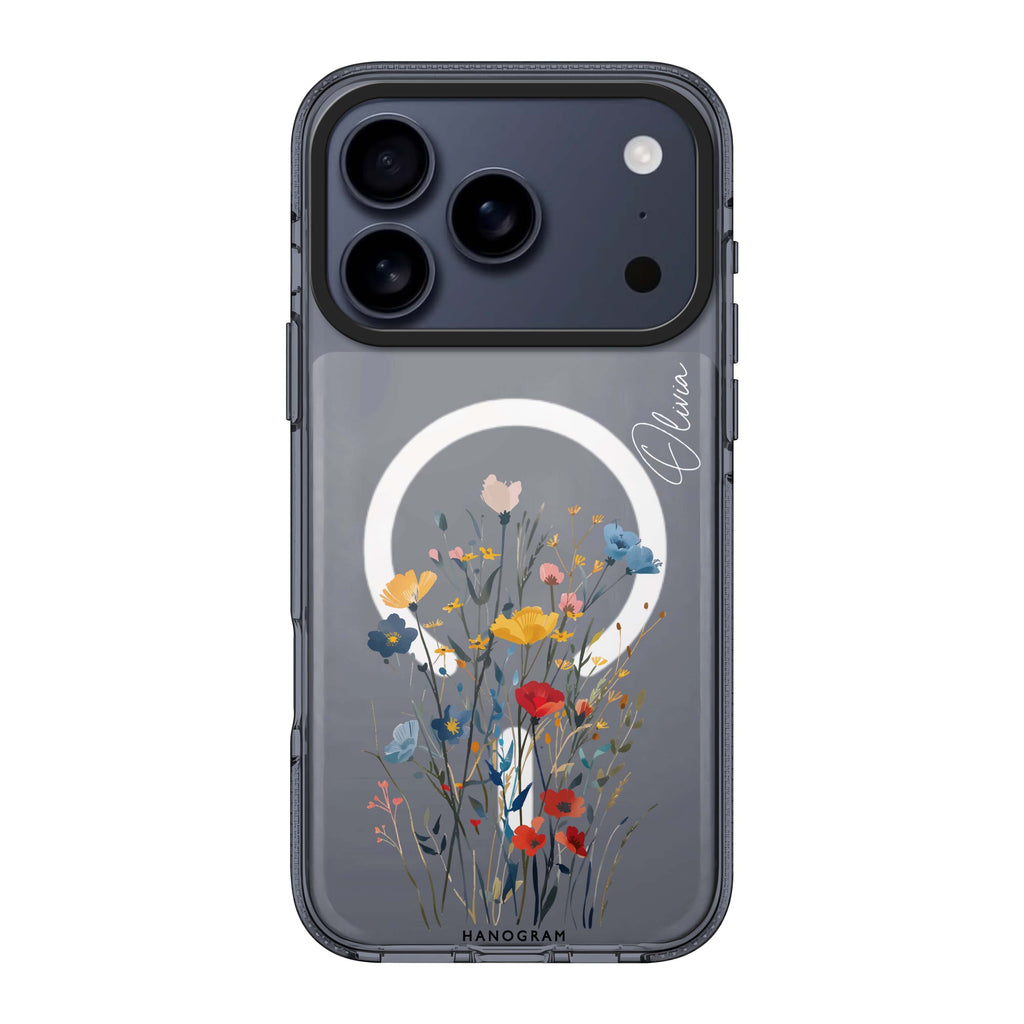 Garden Grace 款式 2 iPhone 17 Pro Max MagSafe 水晶透明保護殼 花卉圖案設計 可自訂名字及字色 圖1