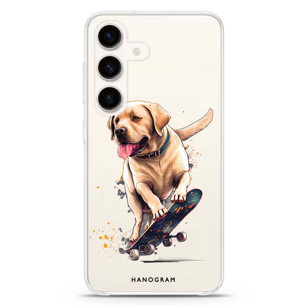Dog on skateboard Samsung Galaxy S26/S25/S24 水晶透明保護殼正面展示