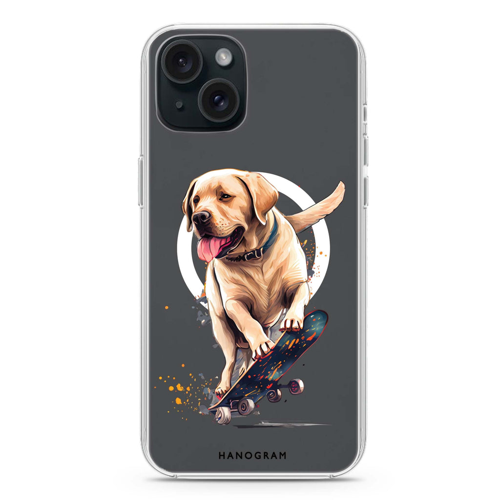 Dog on skateboard iPhone 15 Magsafe 兼容水晶透明保護殼