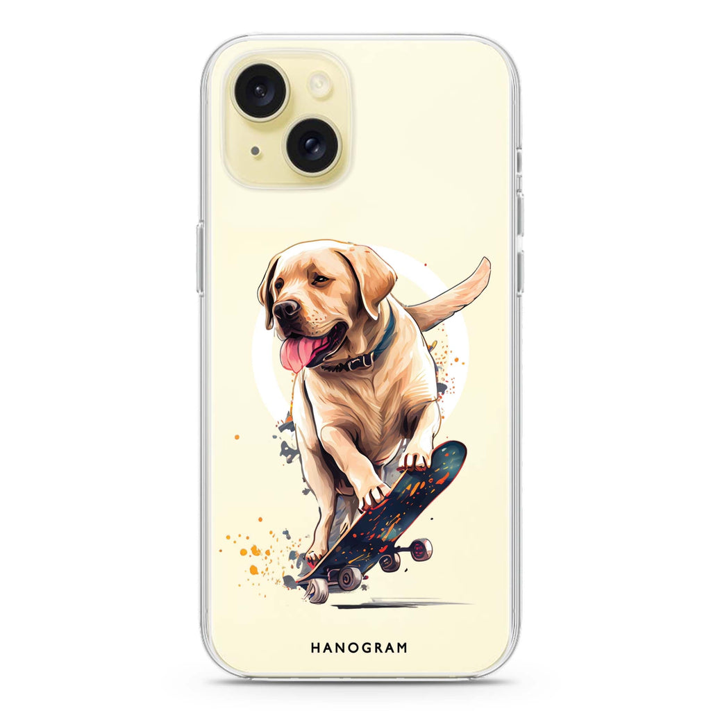 Dog on skateboard iPhone 15 Plus Magsafe 兼容水晶透明保護殼
