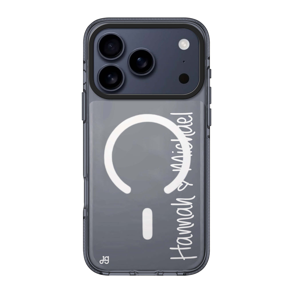 Vertical Names iPhone 17 Pro Max MagSafe 水晶透明保護殼 文字設計設計 可自訂雙名字及字色 圖1