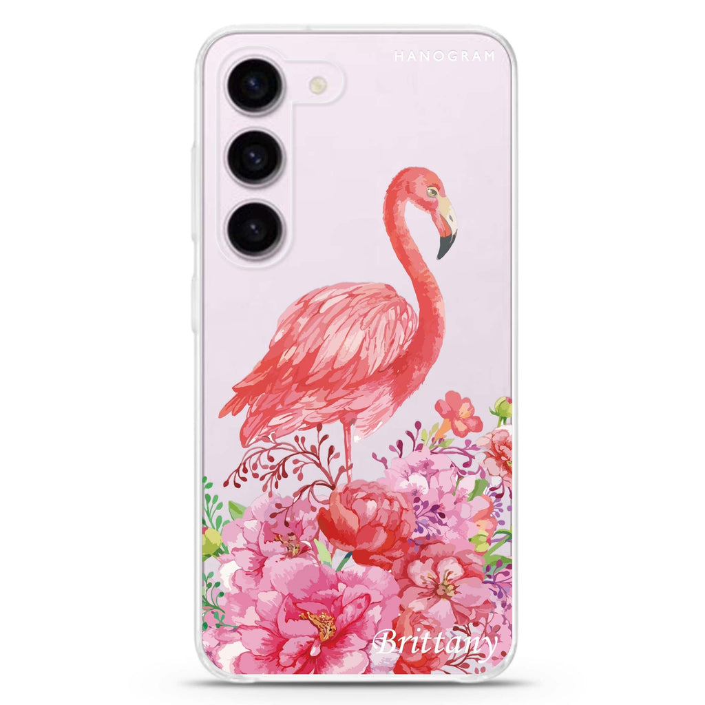 Flamingo & Flower Samsung Galaxy 水晶透明保護殼