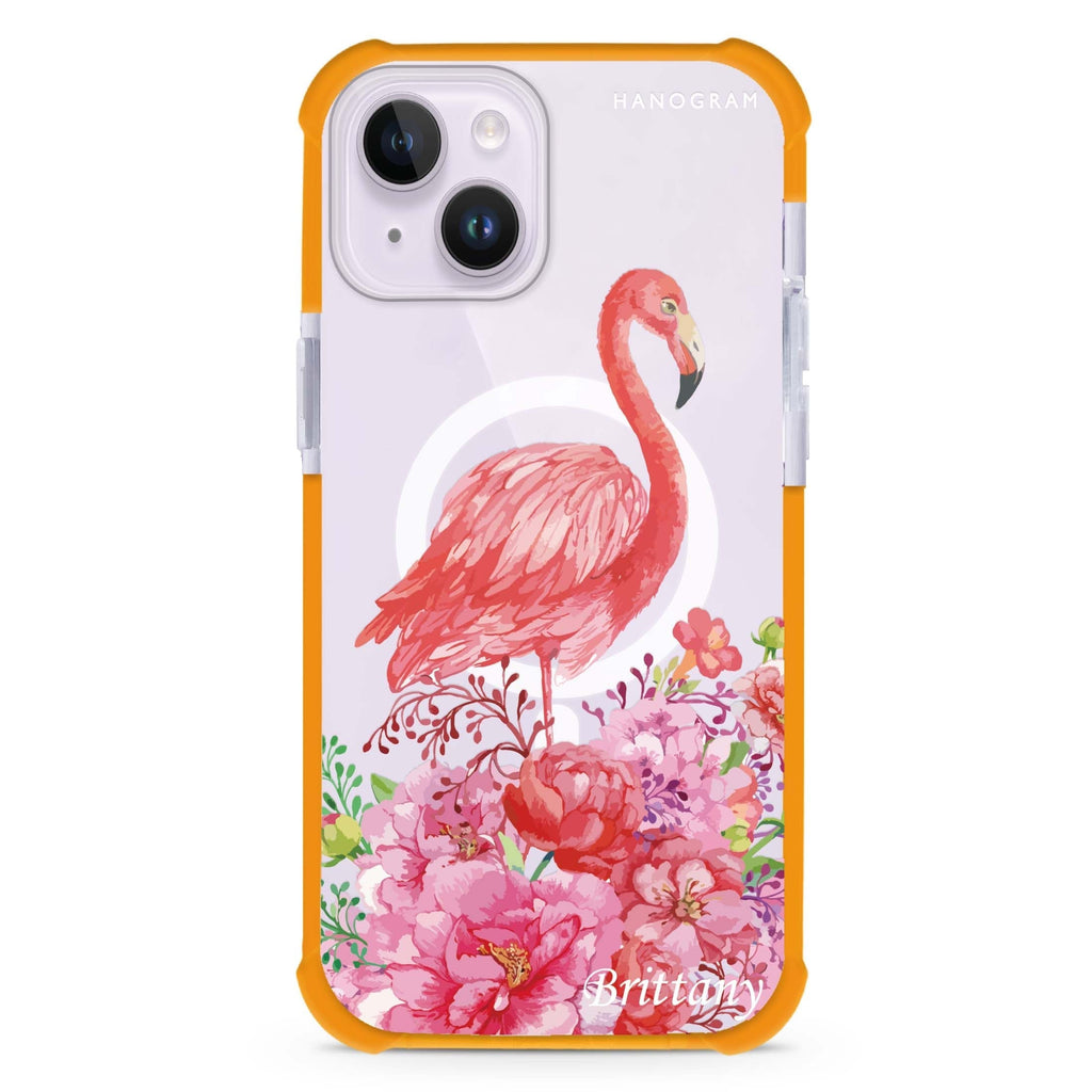 Flamingo & Flower iPhone 15 Plus Magsafe 兼容超強防摔保護殼