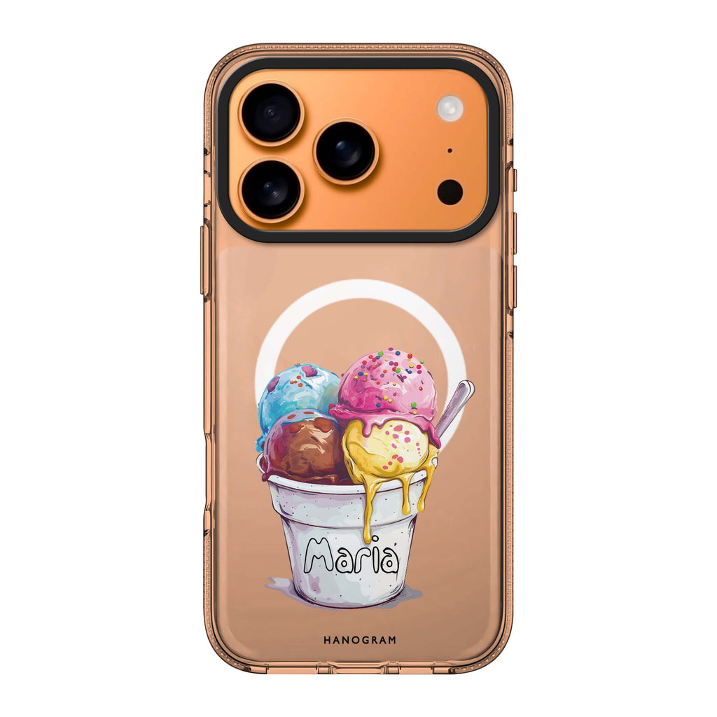 Sweet Scoops iPhone 17 Pro Max MagSafe 水晶透明保護殼 美食圖案設計 可自訂名字 圖1