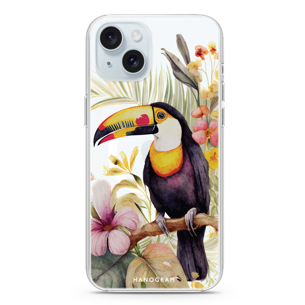 Tropical bird iPhone 15 Plus Magsafe 兼容水晶透明保護殼