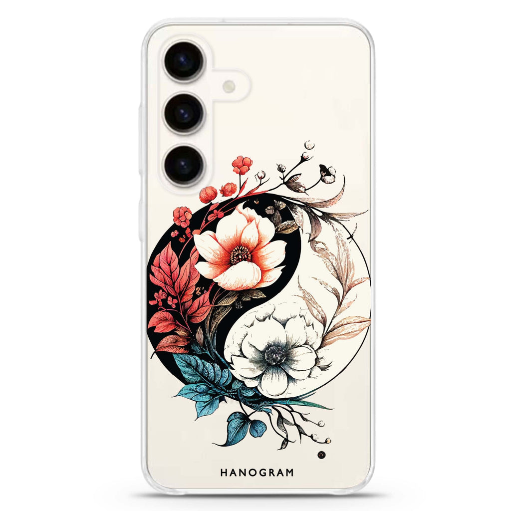 Pretty Floral & Tai Chi Samsung Galaxy S26/S25/S24 水晶透明保護殼正面展示
