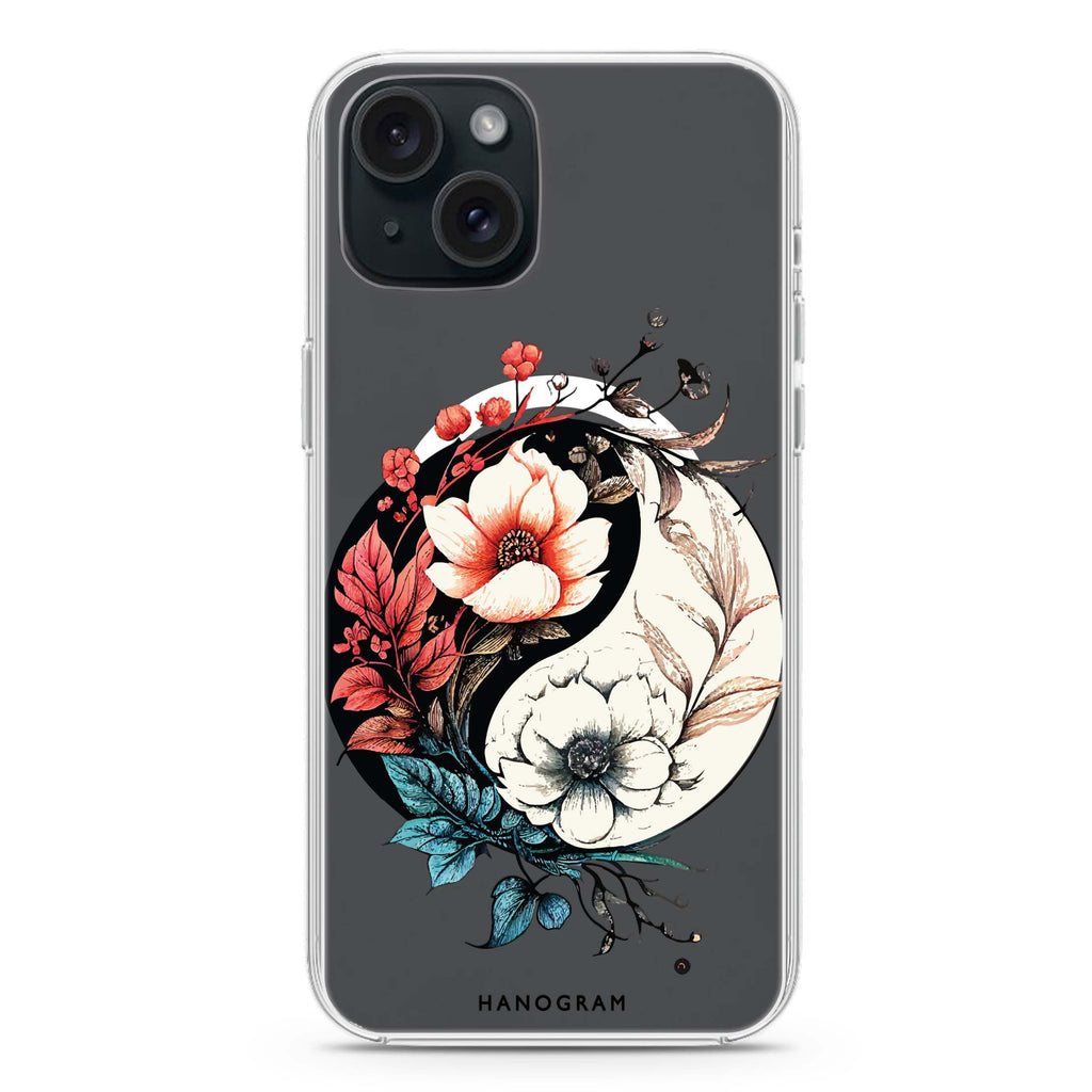 Pretty Floral & Tai Chi iPhone 15 Plus Magsafe 兼容水晶透明保護殼
