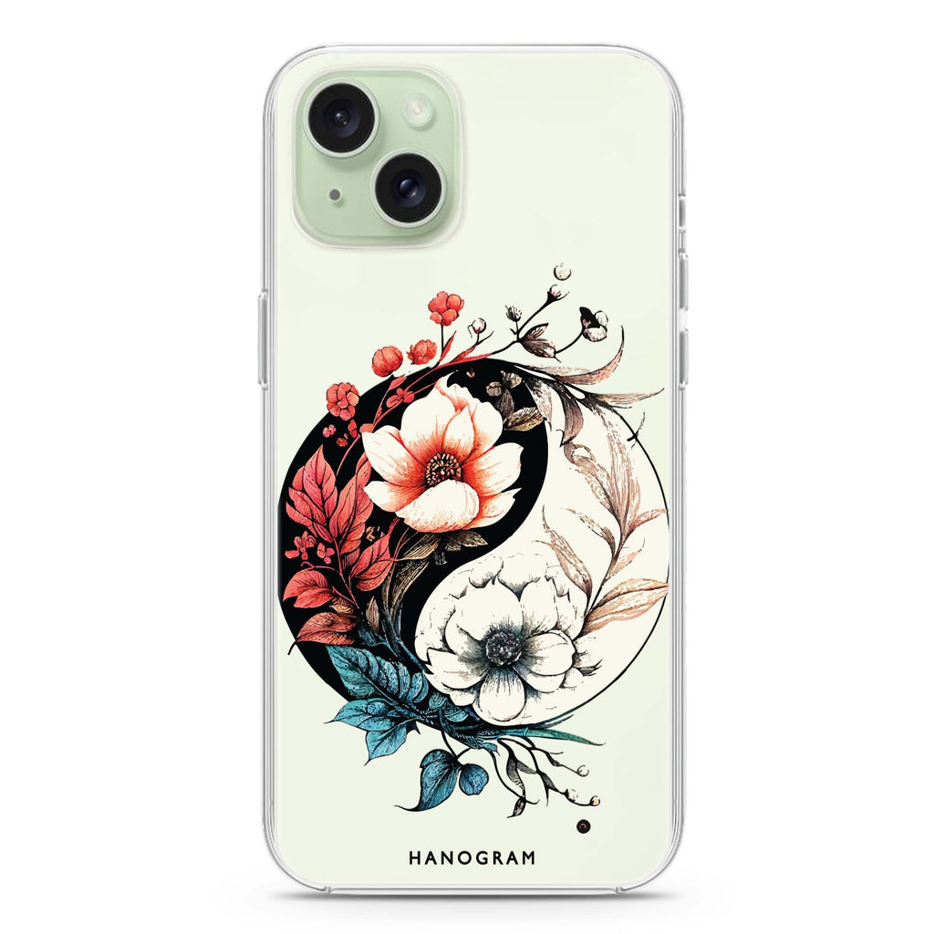 Pretty Floral & Tai Chi iPhone 15 plus 水晶透明保護殼