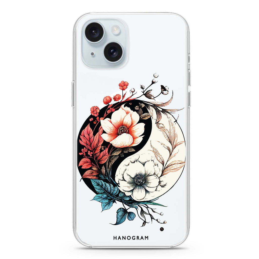 Pretty Floral & Tai Chi iPhone 15 Magsafe 兼容水晶透明保護殼