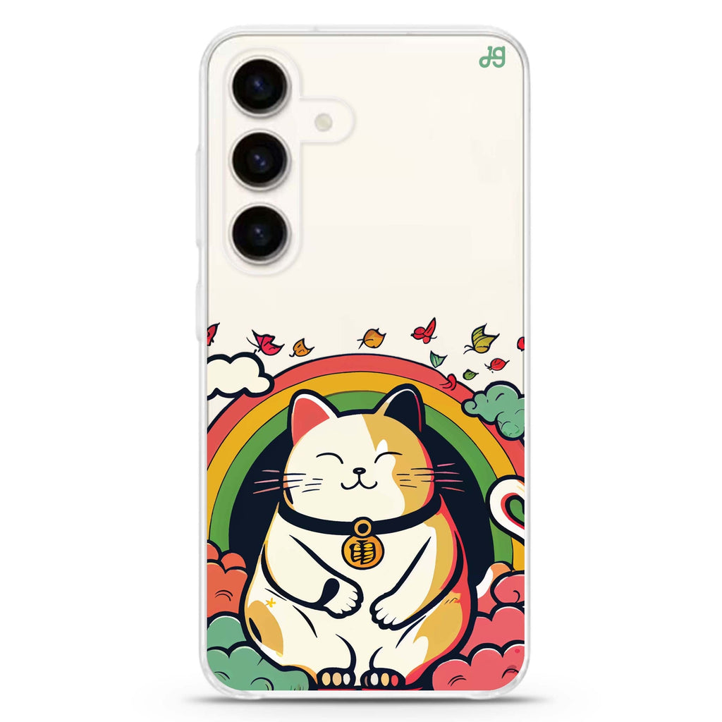 Lucky Cat Samsung Galaxy S26/S25/S24 水晶透明保護殼正面展示