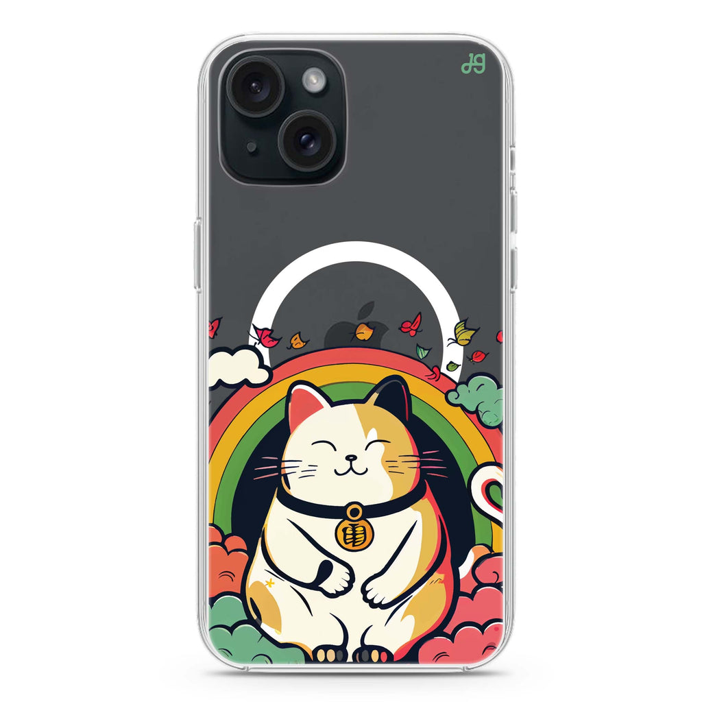 Lucky Cat iPhone 15 Magsafe 兼容水晶透明保護殼