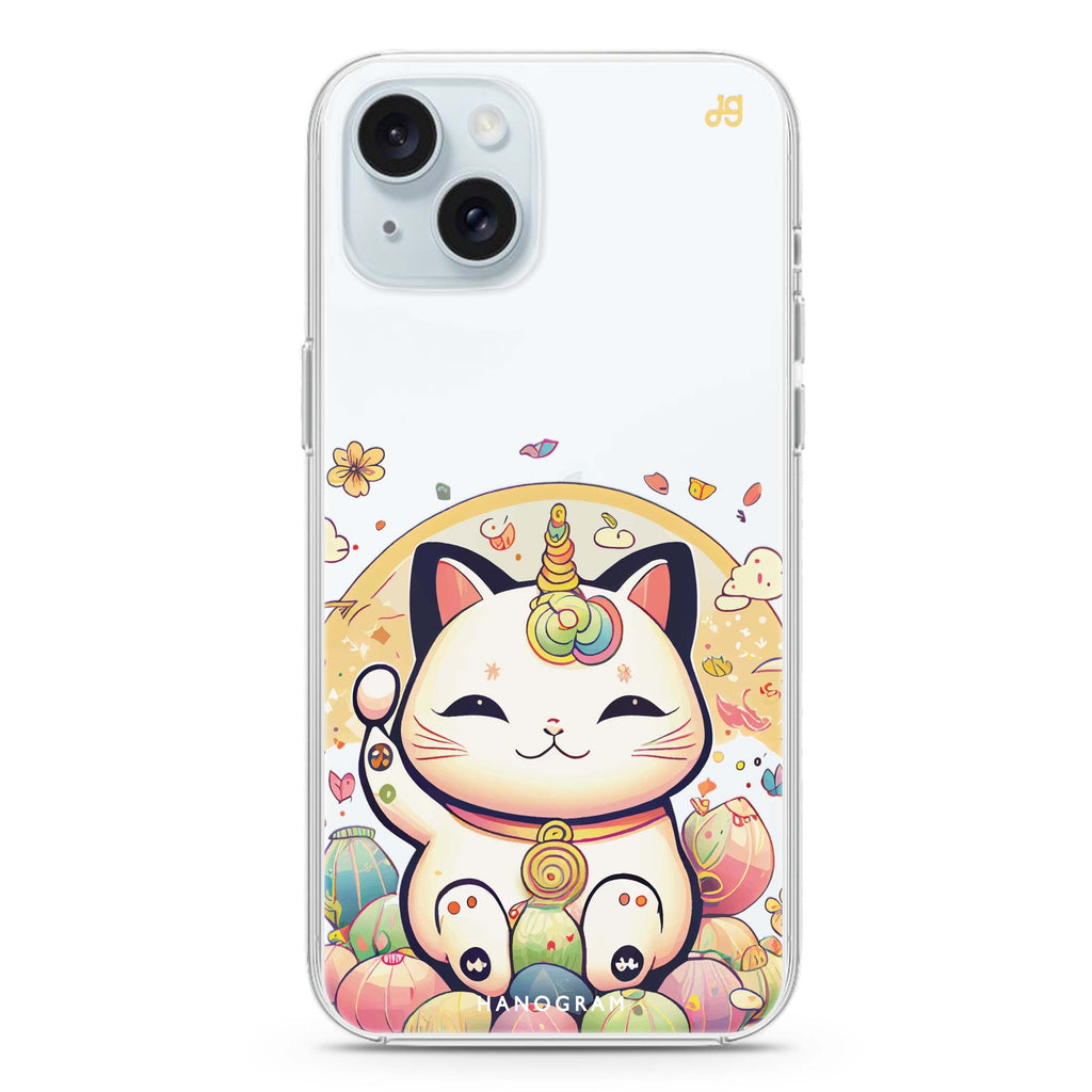 Cute Lucky Cat iPhone 15 水晶透明保護殼