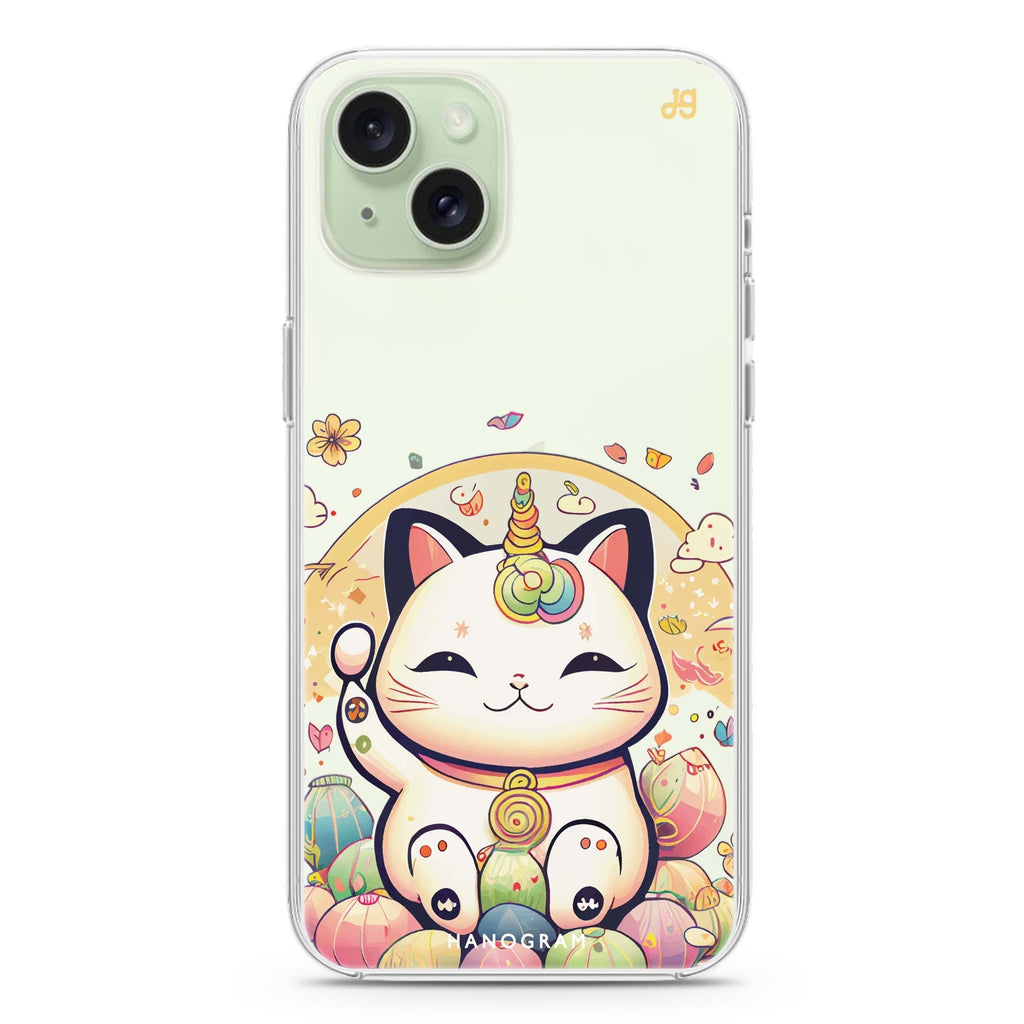 Cute Lucky Cat iPhone 15 plus 水晶透明保護殼