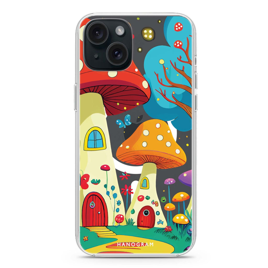 Mushroom Art iPhone 15 Magsafe 兼容水晶透明保護殼