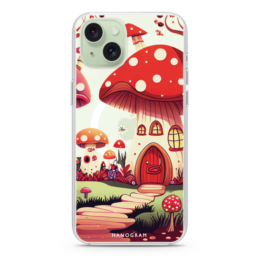 Mushroom Art iPhone 15 Magsafe 兼容水晶透明保護殼