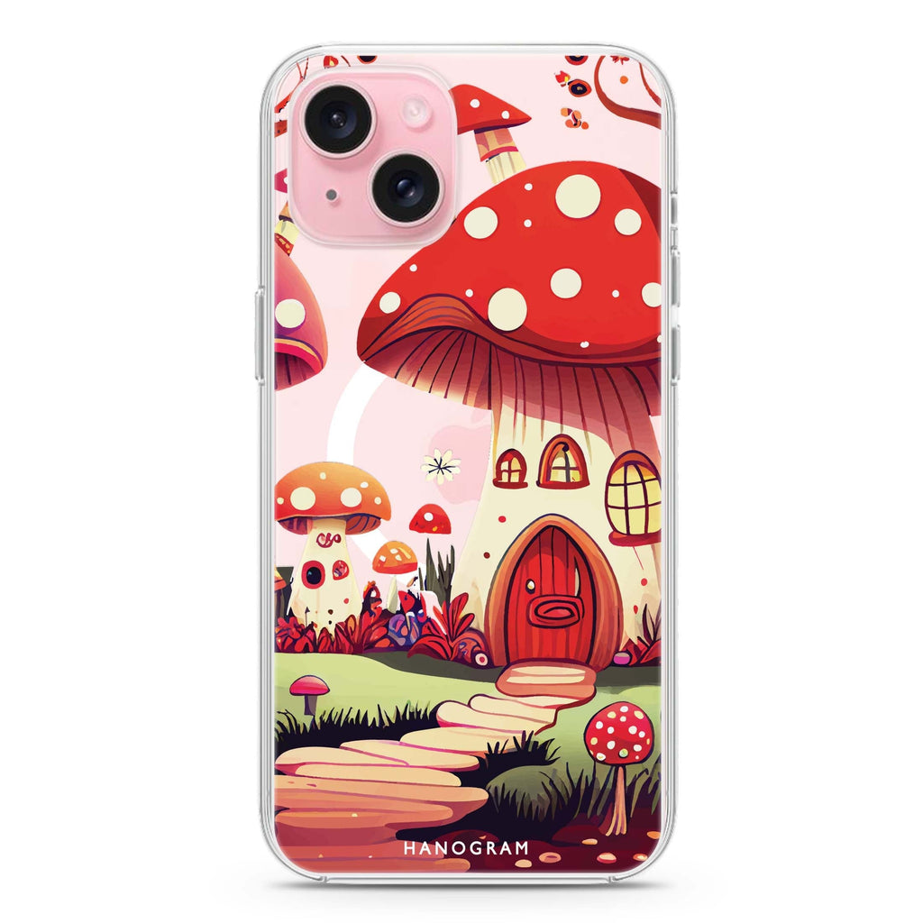 Mushroom Art iPhone 15 Plus Magsafe 兼容水晶透明保護殼