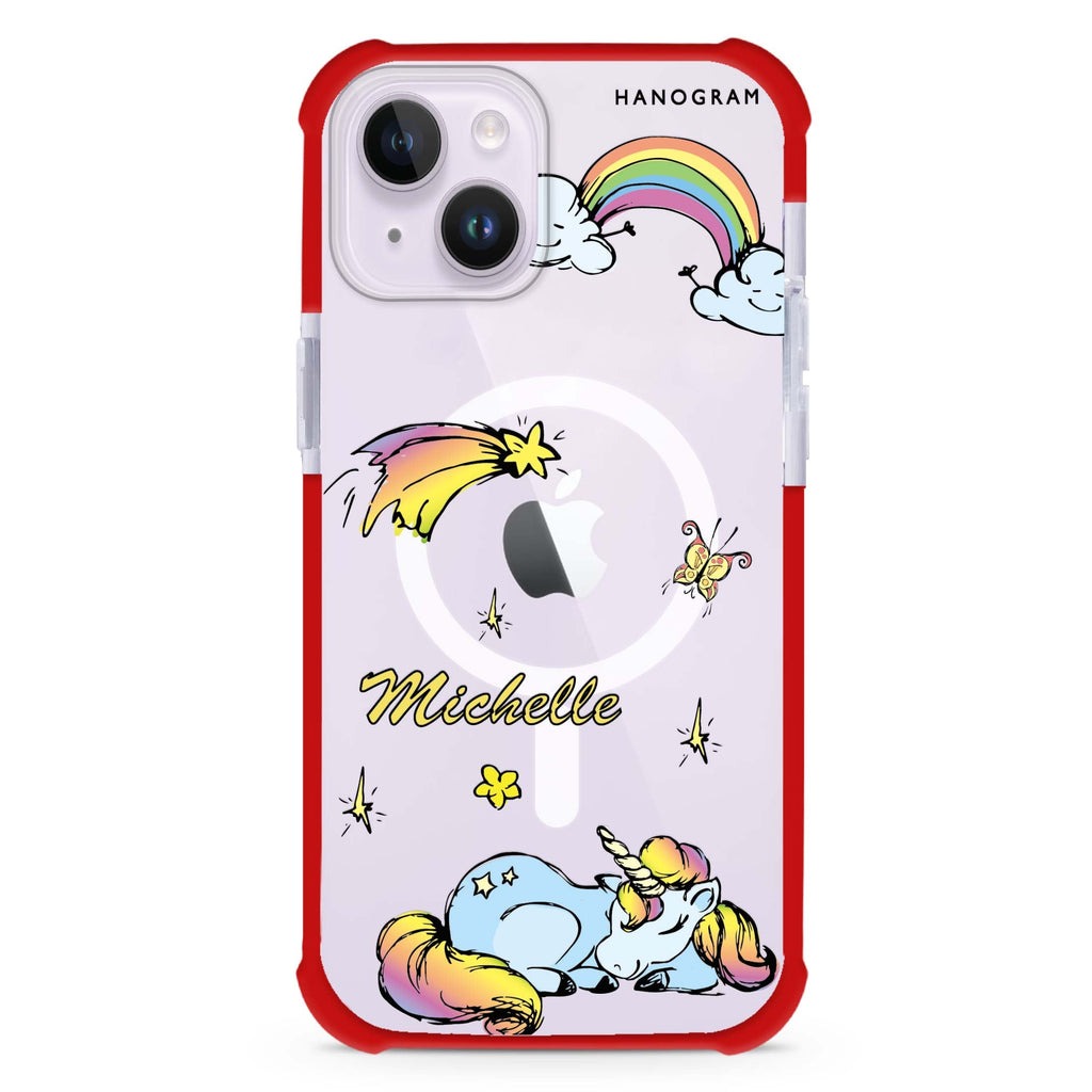 Rainbow Unicorn iPhone 15 Plus Magsafe 兼容超強防摔保護殼