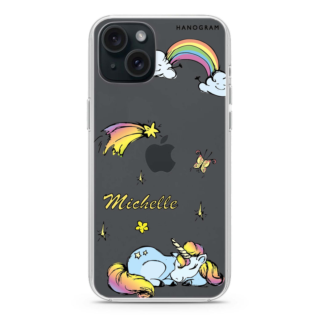 Rainbow Unicorn iPhone 15 plus 水晶透明保護殼