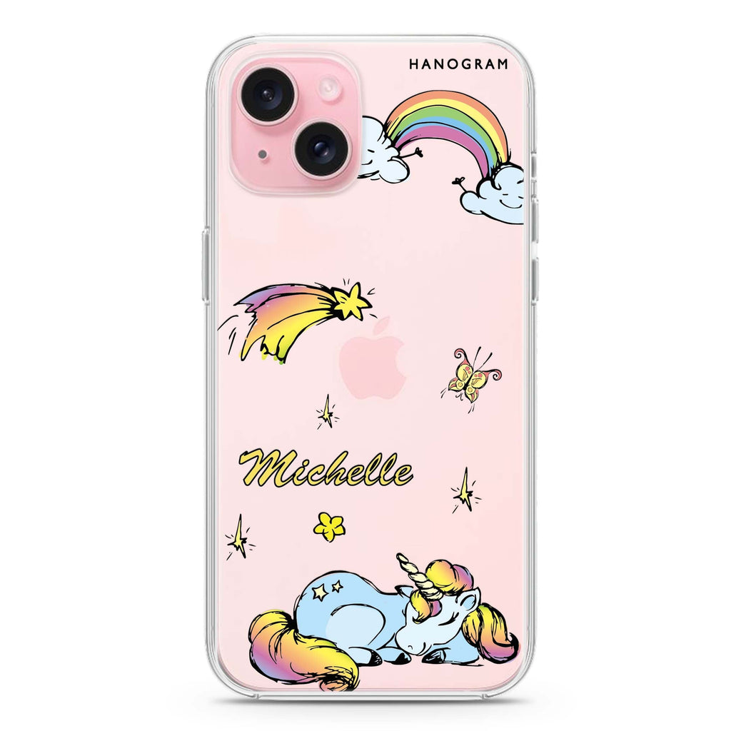 Rainbow Unicorn iPhone 15 水晶透明保護殼