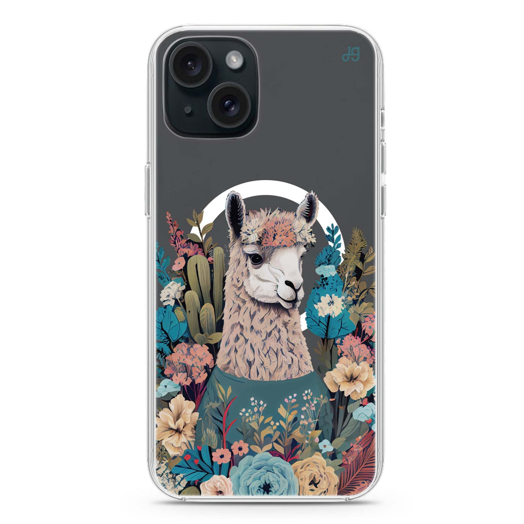 Lama in the garden iPhone 15 Magsafe 兼容水晶透明保護殼