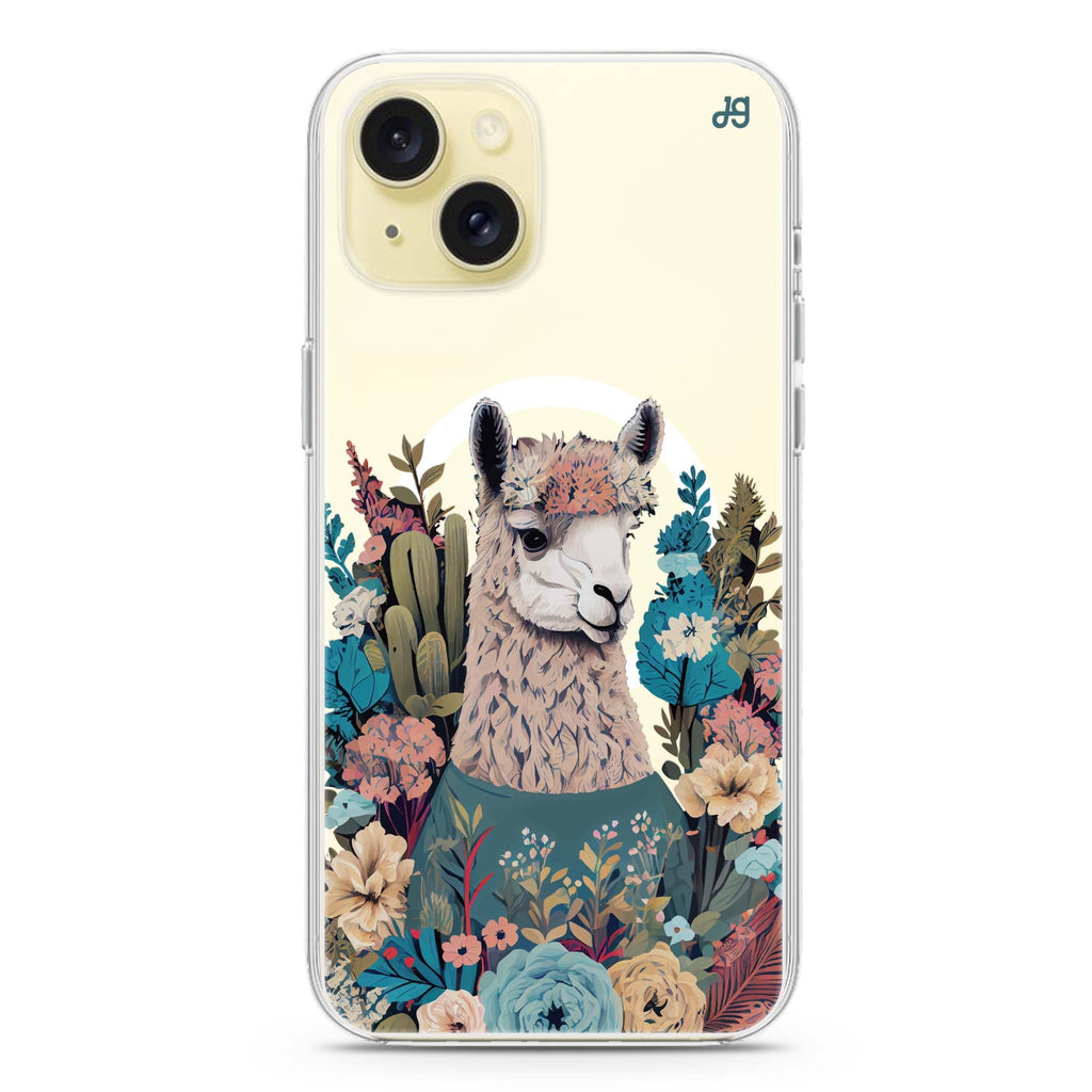 Lama in the garden iPhone 15 Plus Magsafe 兼容水晶透明保護殼