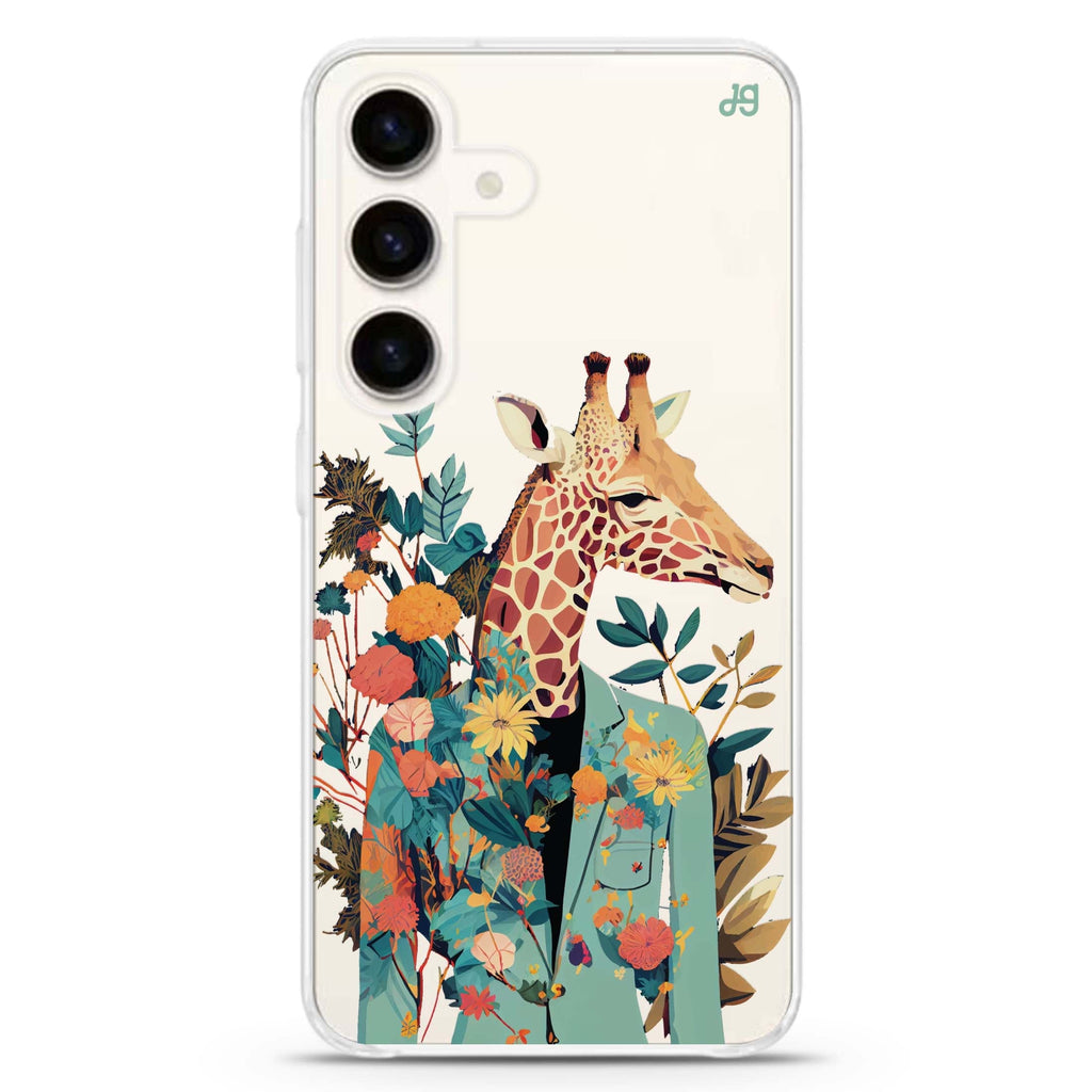 Giraffe & floral Samsung Galaxy S26/S25/S24 水晶透明保護殼正面展示