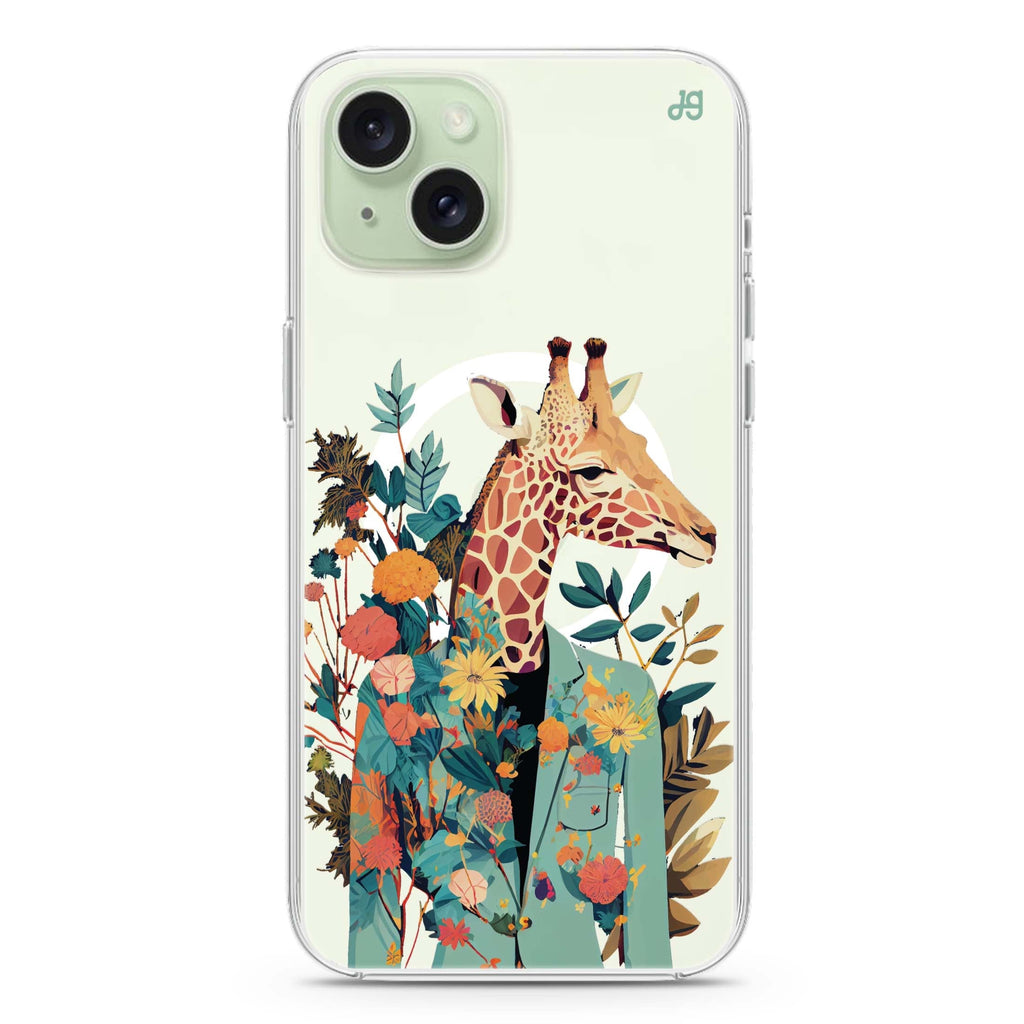 Giraffe & floral iPhone 15 Plus Magsafe 兼容水晶透明保護殼