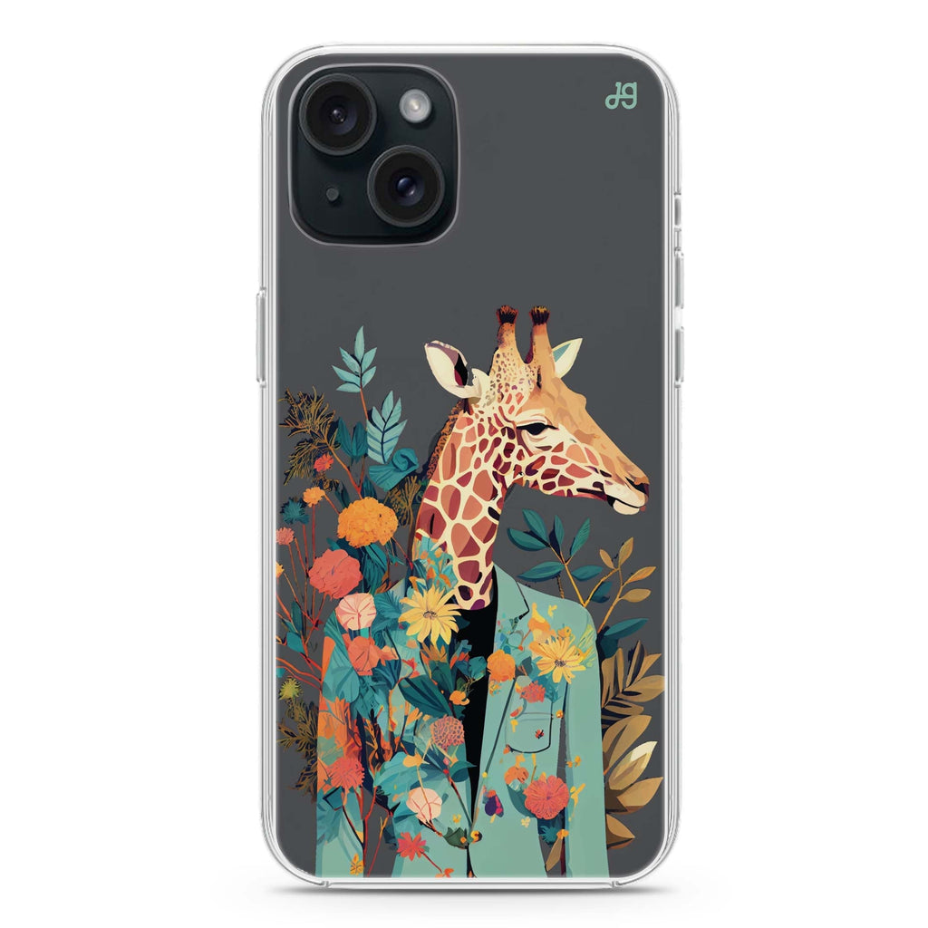 Giraffe & floral iPhone 15 plus 水晶透明保護殼